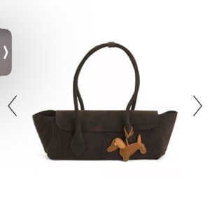 Divina Firenze Brown Suede Women's Bag with Dog Charm